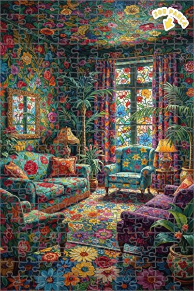 Teona Ahşap لغز خشبي مؤطر بطبقتين بمظهر لوحة زيتية لحديقة الزهور السحرية 200 ...