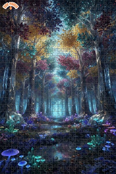 Teona Ahşap لوحة زيتية لفطر الكريستال السحري في الغابة، لغز خشبي بإطار مزدوج ...