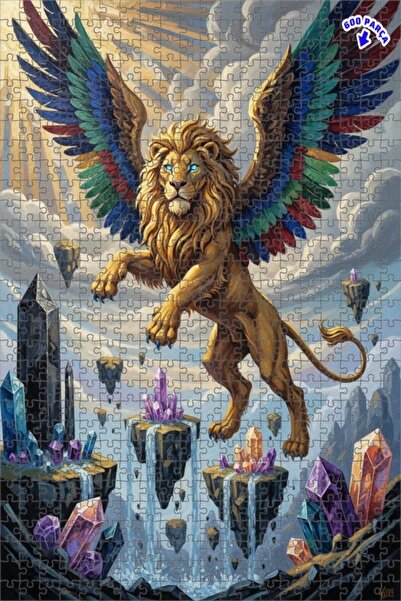 Teona Ahşap لغز خشبي مؤطر بطبقتين بمظهر لوحة زيتية لـ "أرض الأسد المجنح الكري...