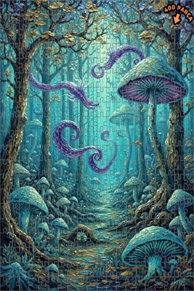 Teona Ahşap لغز خشبي بمظهر لوحة زيتية لتنين الغابة الخيالية 400 قطعة 35×35