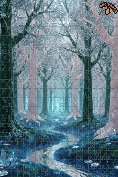 Teona Ahşap لغز خشبي مؤطر بطبقتين من الغابة السحرية الكريستالية 400 قطعة 35x35