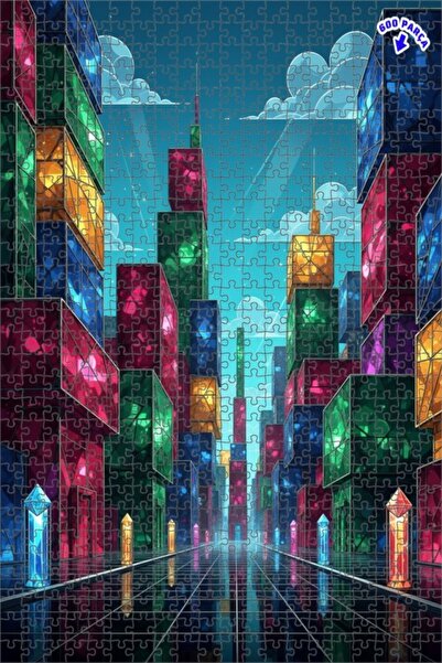 Teona Ahşap لوحة زيتية ملونة لمنظر المدينة مع إطار خشبي ذو طابقين 600 قطعة 50×35