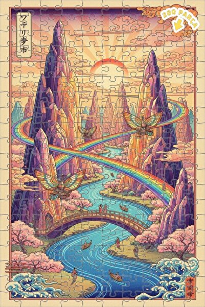 Teona Ahşap لغز خشبي مؤطر بطبقتين من الجبال الكريستالية والفراشات الأسطورية 2...