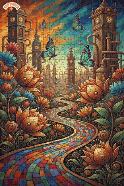 Teona Ahşap لغز خشبي ملون على شكل فراشة ستيمبانك 500 قطعة 50x30