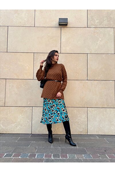 ikomteks Crew Neck Textured Knit Tunic