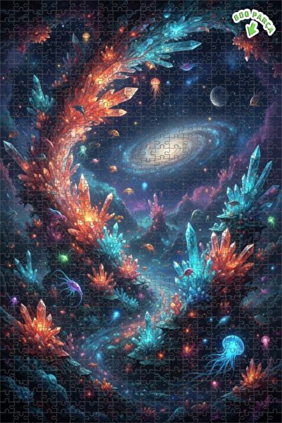 Teona Ahşap Crystal Galaxy Sea Wooden Puzzle Double Layer Framed Wooden Puzzl...