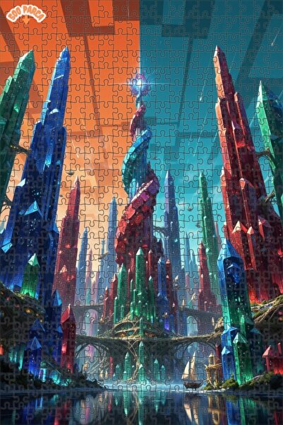 Teona Ahşap لغز خشبي بإطار مزدوج الطبقات من كريستال سيتي تيل، 500 قطعة، 50x30