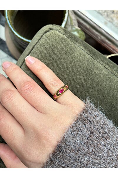 Miltonia Antique Brass Zircon Stone Ring Pink