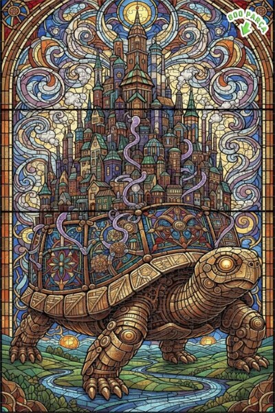 Teona Ahşap لغز خشبي مزين بالزجاج من عصر فيكتوريا في مدينة السلحفاة الكبيرة 8...