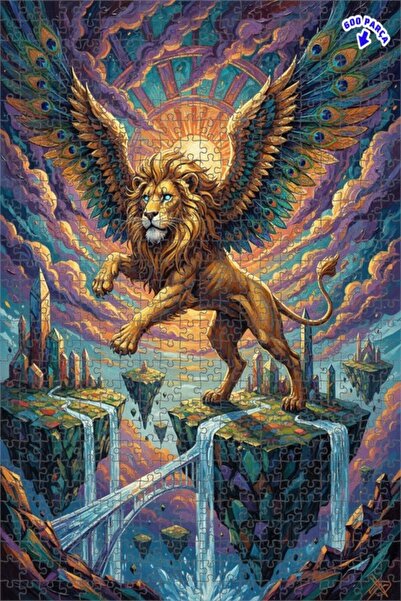 Teona Ahşap لغز خشبي مؤطر بطبقتين لـ "أرض الأسد المجنح الغامضة" 600 قطعة 50×35