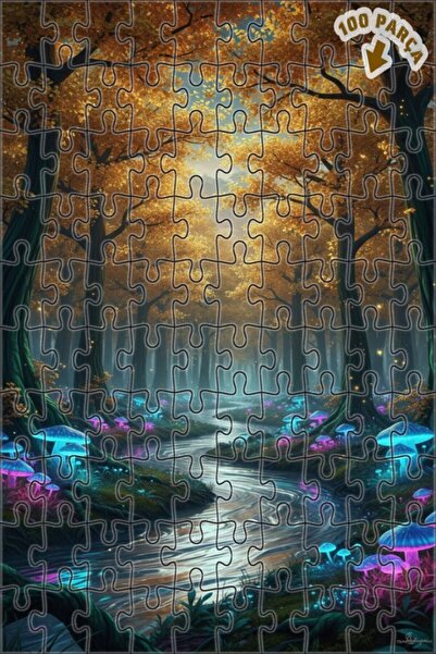 Teona Ahşap لغز خشبي بتصميم فطر الغابة السحرية اللامعة بمظهر اللوحات الزيتية ...