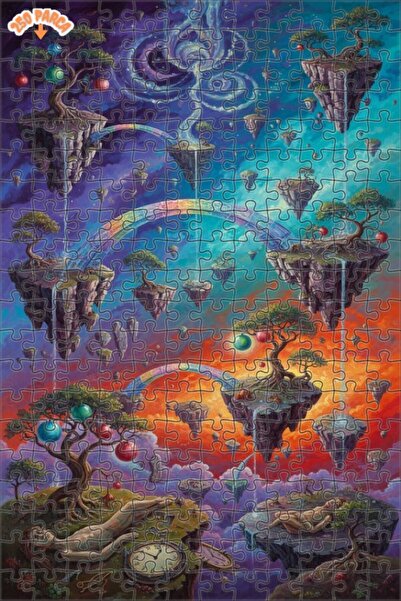 Teona Ahşap لغز خشبي مؤطر بطبقتين على شكل جزر الأحلام الخيالية بتصميم لوحة زي...