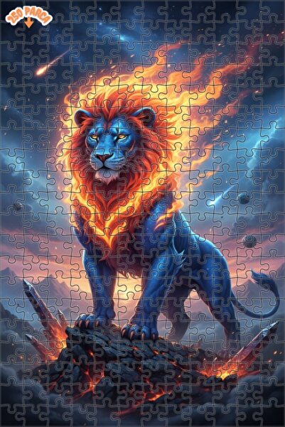 Teona Ahşap لغز خشبي بإطار مزدوج الطبقات من فن الرقمية بتصميم الأسد الأزرق مع...