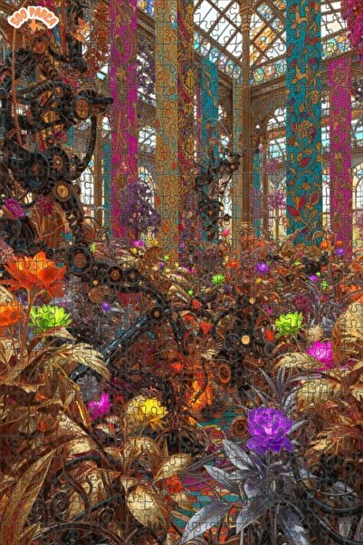 Teona Ahşap Steampunk Botanical Garden Double Layer Framed Wooden Puzzle 500 ...