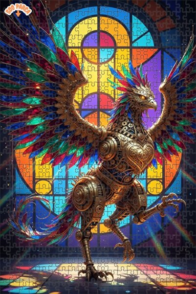 Teona Ahşap لغز خشبي ميكانيكي على شكل طائر الفينيق بمظهر الزيت الملون، ذو طبق...