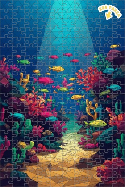 Teona Ahşap لغز خشبي ملون بإطار مزدوج الطبقات على شكل أسماك تحت البحر بمظهر ك...