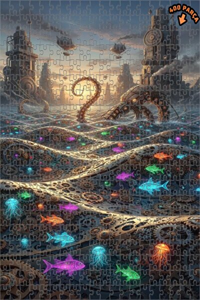 Teona Ahşap لغز خشبي ميكانيكي بخاري بتصميم كراكن ذهبي بحري وإطار ملون مزدوج ا...