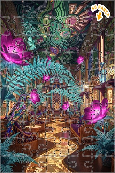 Teona Ahşap لغز خشبي مؤطر بطبقتين بتصميم فني يشبه اللوحات الزيتية لطيور الحدي...