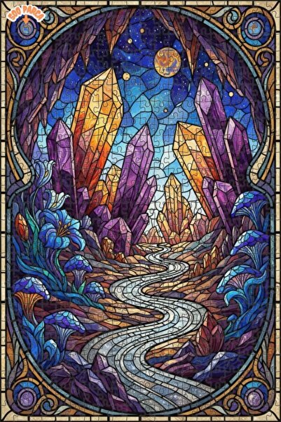 Teona Ahşap لغز خشبي بإطار مزدوج الطبقات بتصميم فني من الفسيفساء الزجاجية يشب...