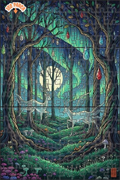 Teona Ahşap لغز خشبي مؤطر بطبقتين لغزلان الغابة الغامضة 150 قطعة 20×30