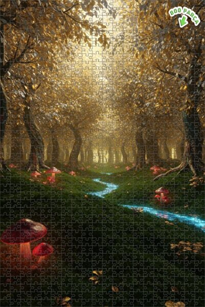 Teona Ahşap لغز خشبي مؤطر مكون من طابقين بتصميم الغابة السحرية والفطر المضيء،...