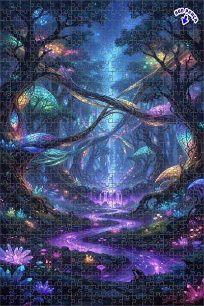 Teona Ahşap لغز خشبي مؤطر بطبقتين بمظهر شلال الغابة السحرية بألوان مائية 600 ...