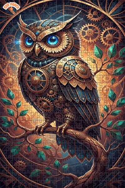 Teona Ahşap لغز خشبي مؤطر بطبقتين بتصميم فني لبومة ميكانيكية تعمل بالبخار 500...