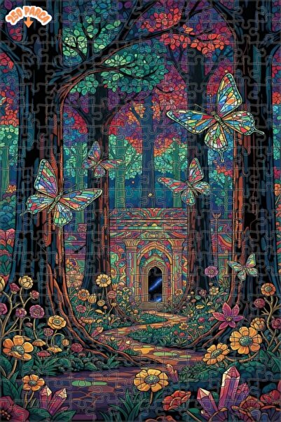 Teona Ahşap لغز خشبي مؤطر بطبقتين من فراشات الغابة السحرية 250 قطعة 30x30