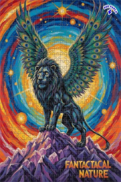 Teona Ahşap لغز فني على شكل رجل أسد مجنح بتأثير اللوحة الزيتية 600 قطعة 50×35