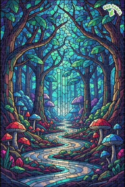 Teona Ahşap لغز خشبي مؤطر بطبقتين من فن الفسيفساء الغابة السحرية 800 قطعة 70x50