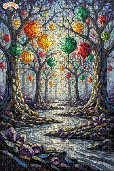 Teona Ahşap Mysterious Crystal Forest Oil Painting Look Wooden Puzzle 500 Pie...