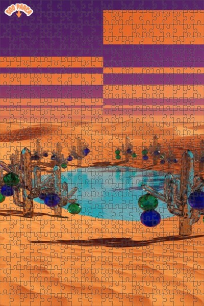 Teona Ahşap لغز خشبي بإطار مزدوج الطبقات من كريستال كاكتوس ديزرت فاهاي 500 قط...