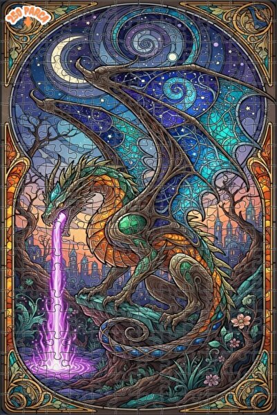 Teona Ahşap لغز خشبي مكون من طبقتين على شكل فانتاستيك دراجون آرت، 250 قطعة، م...