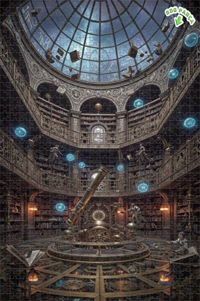 Teona Ahşap لغز خشبي مؤطر من طابقين مزين بلوحة زيتية لمكتبة علماء الفلك الغام...