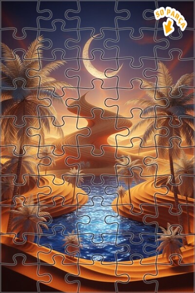 Teona Ahşap لوحة فنية عصرية بتصميم الصحراء السحرية، لوحة زيتية بإطار خشبي مزد...