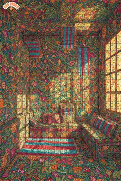 Teona Ahşap Bohemian Art Floral Pattern Room Look Oil Painting Look 500 Piece...