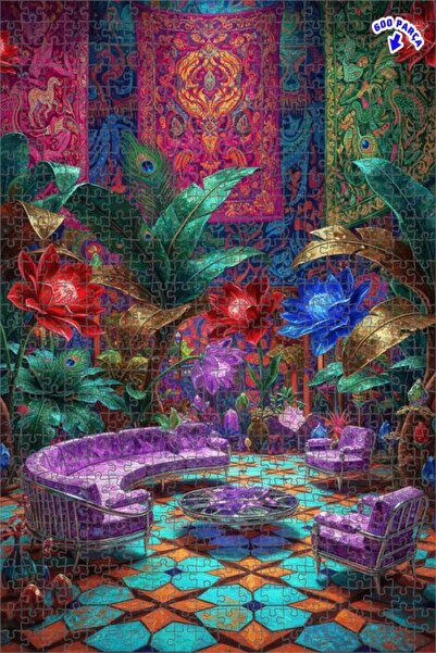 Teona Ahşap لغز خشبي مؤطر بطبقتين بمظهر لوحة زيتية لقصر الغابة السحرية 600 قط...