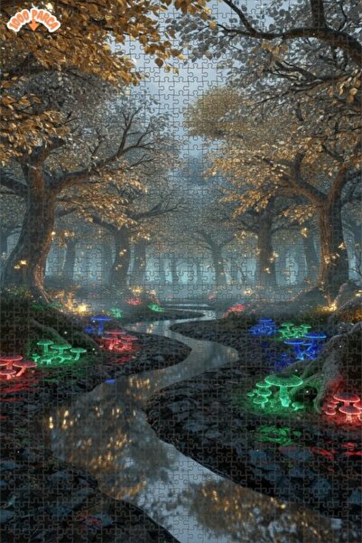 Teona Ahşap أضواء الغابة السحرية، لوحة خشبية مؤطرة ذات طابقين بمظهر لوحة زيتي...