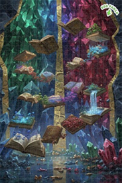 Teona Ahşap ألغاز الكريستالات والكتب الطائرة، لوحة زيتية، لغز خشبي بإطار مزدو...