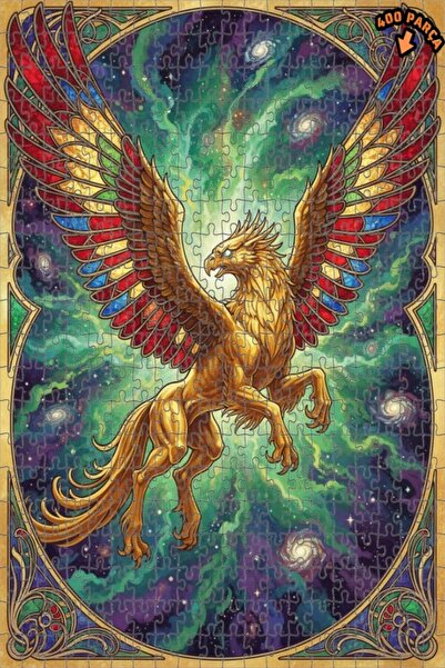 Teona Ahşap لغز خشبي بإطار مزدوج الطبقات من Golden Winged Griffin Galactic Jo...