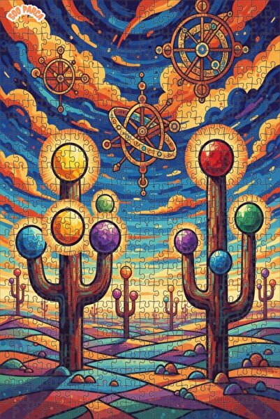 Teona Ahşap لغز خشبي بمظهر لوحة زيتية لكوكب الصحراء الغامض، 500 قطعة، 50×30