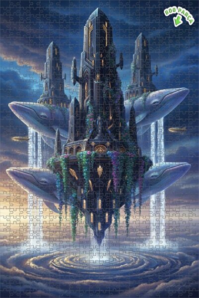 Teona Ahşap لغز خشبي رائع بإطار مزدوج الطبقات بتصميم قلعة السماء والحوتات الع...