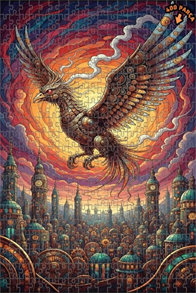 Teona Ahşap لغز خشبي ميكانيكي على شكل طائر الفينيق بتصميم مدينة ستيمبانك مع إ...