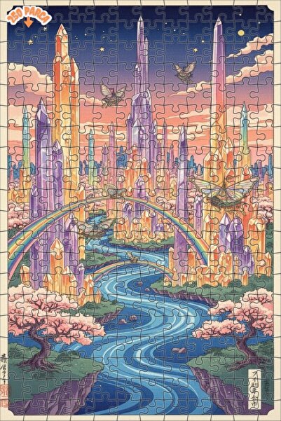 Teona Ahşap لغز خشبي بإطار ذو طابقين بمظهر لوحة زيتية من كريستال سيتي دريم 25...