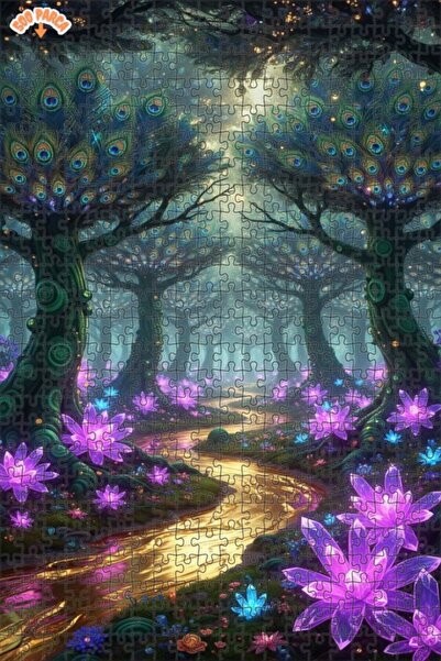 Teona Ahşap Magical Peacock Forest Double Layer Framed Wooden Puzzle 500 Piec...