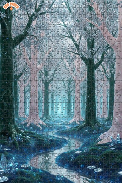 Teona Ahşap لغز خشبي مؤطر بطبقتين من الغابة السحرية الكريستالية 500 قطعة 50x30