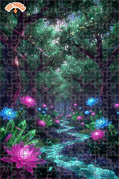 Teona Ahşap Mysterious Crystal Forest Double Layer Framed Wooden Puzzle 150 P...