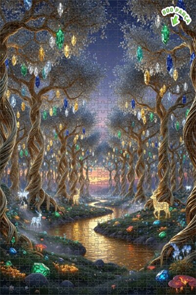 Teona Ahşap لغز خشبي فاخر مؤطر بنمط غابة كريستالية سحرية 800 قطعة 70x50