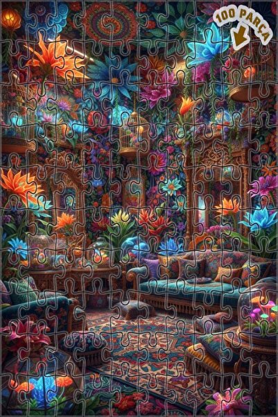 Teona Ahşap لغز خشبي مؤطر بطبقتين بمظهر لوحة زيتية لزهور الغابة السحرية 100 ق...