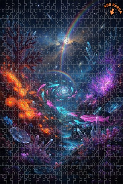 Teona Ahşap لغز الأسماك الملونة الرائعة والكون الكريستالي 400 قطعة 35x35